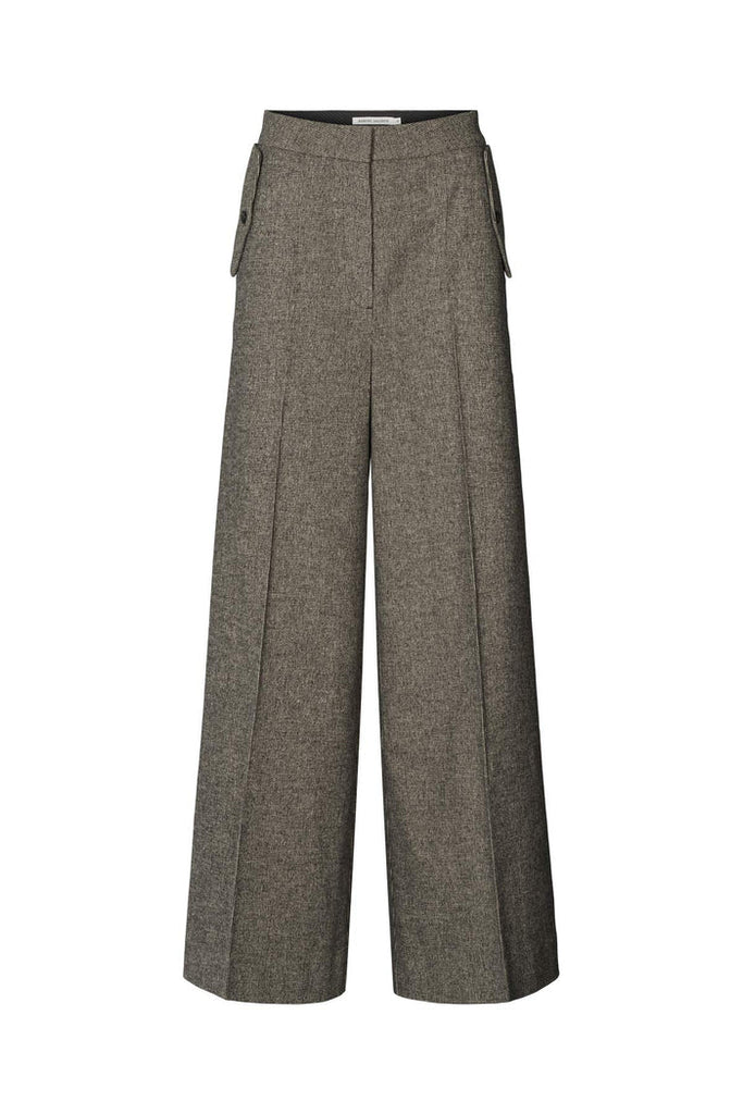 Rabens Saloner Inja Mini check wide leg pants I Coffee check