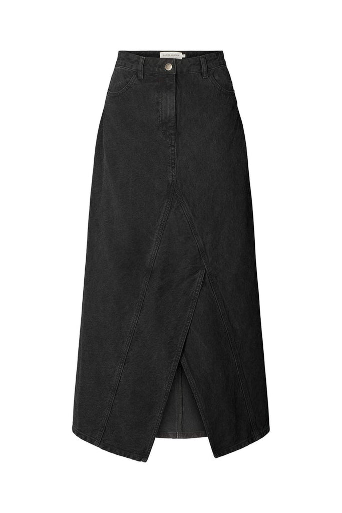 Rabens Saloner Denim black skirt I Washed black denim