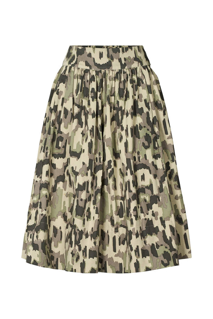 Rabens Saloner Silke Cyber drill full skirt I Olive combo