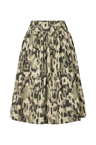 Rabens Saloner Silke Cyber drill full skirt I Olive combo