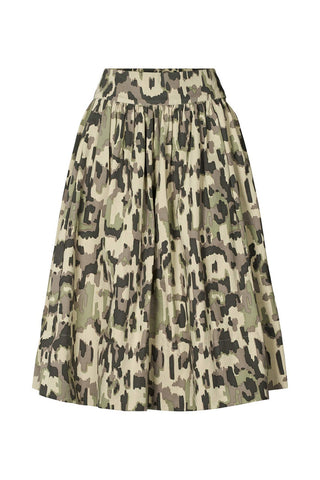 Rabens Saloner Silke Cyber drill full skirt I Olive combo
