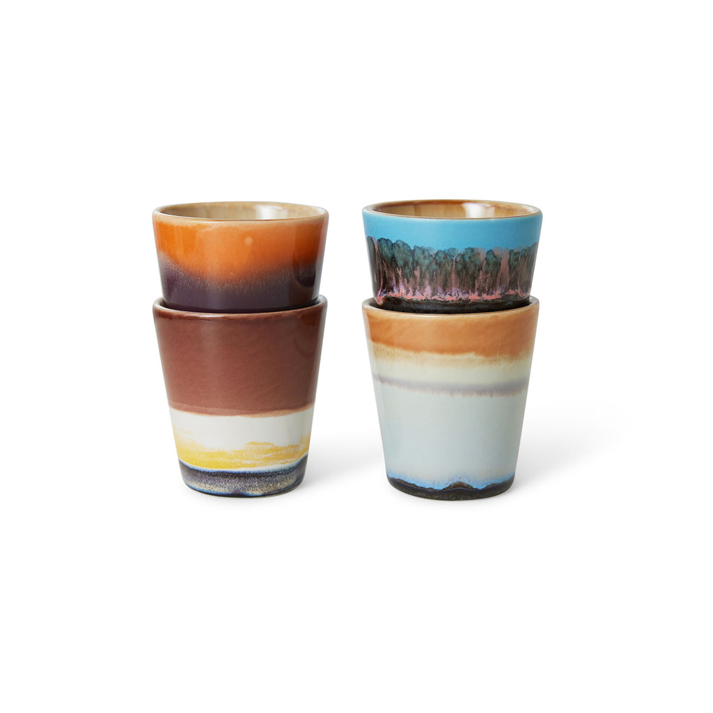 70s ceramics: ristretto mugs solar, set of 4