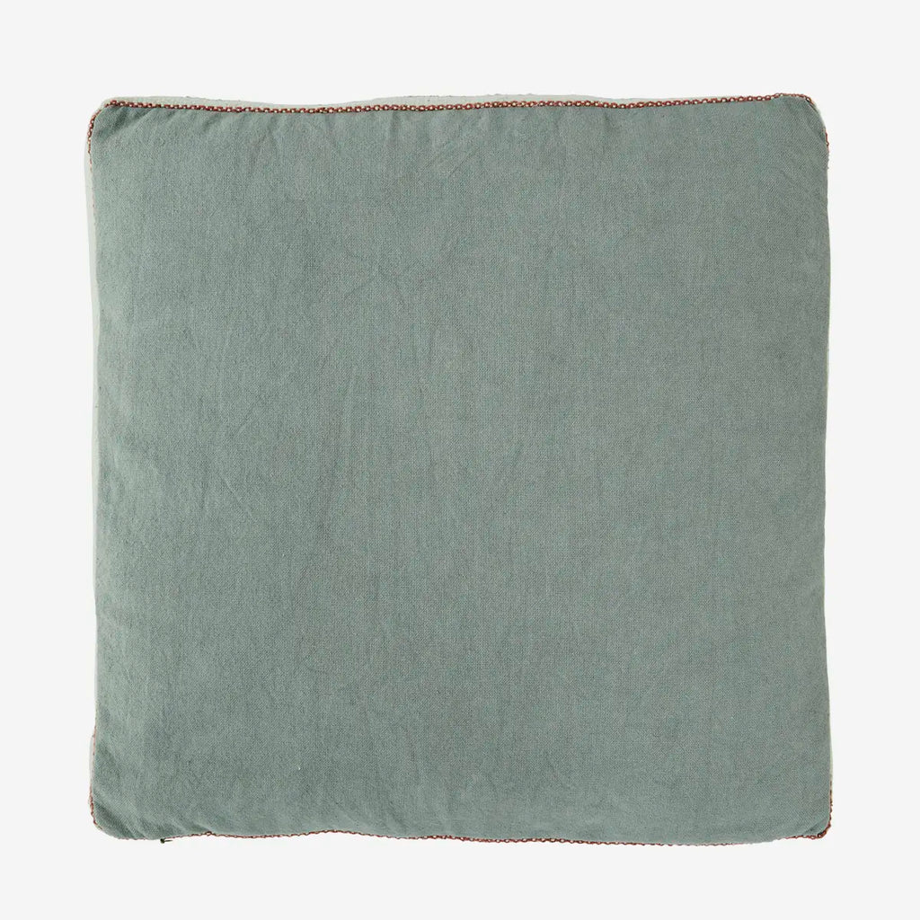 Madam Stoltz Striped Cotton chair pad - Tobacco, grey, off white
