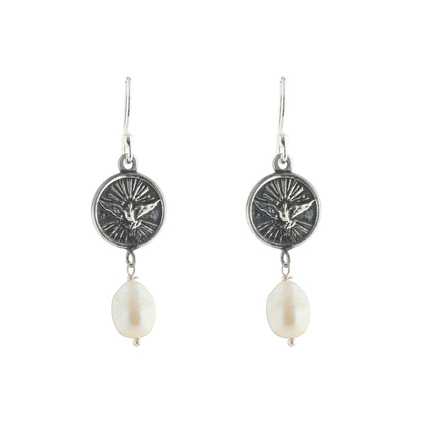 Dove and Pearl Drop Earrings