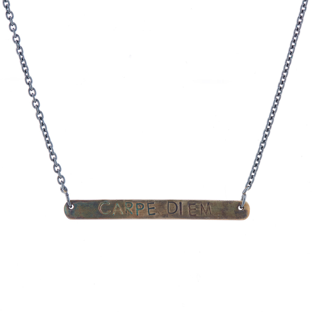 WDTS Sheffield Silver - Hand Hammered Short Necklace - CARPE DIEM - Mixed Finish
