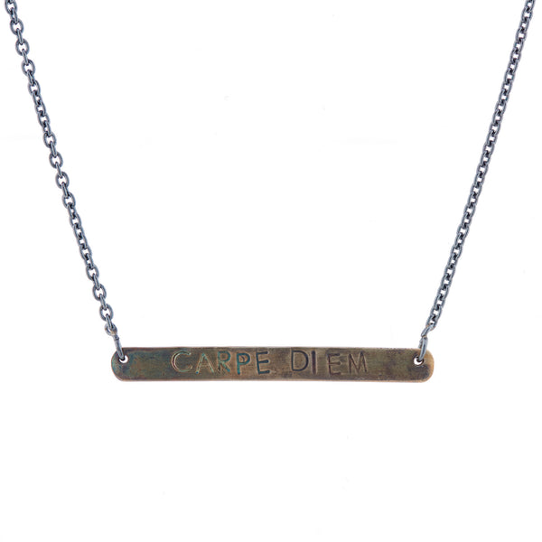 WDTS Sheffield Silver - Hand Hammered Short Necklace - CARPE DIEM - Mixed Finish