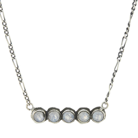 925 Silver Figaro Moonstone Necklace