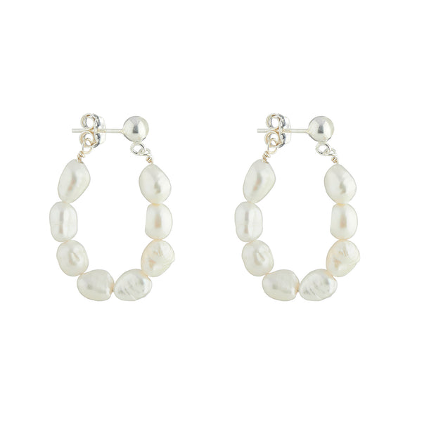 Pearl Hoops - 3cm drops