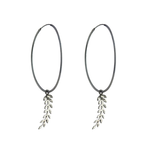 Leafy hoop earrings