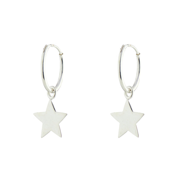 Small Star Hoop Earrings - Silver