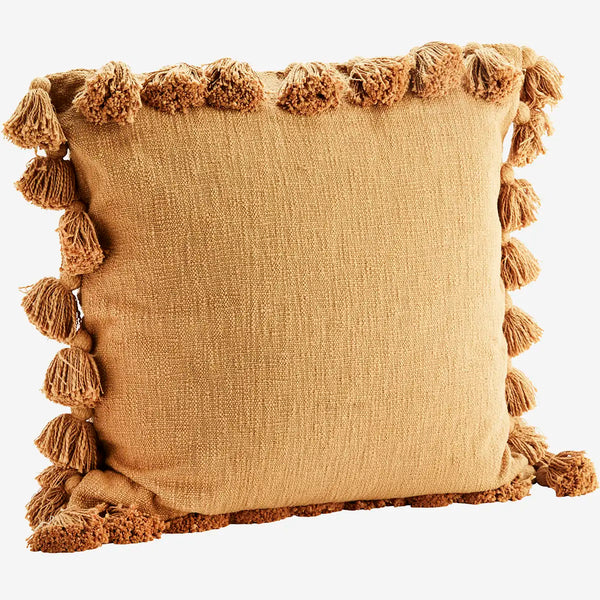 CUSHION cover W/ TASSELS brown sugar
