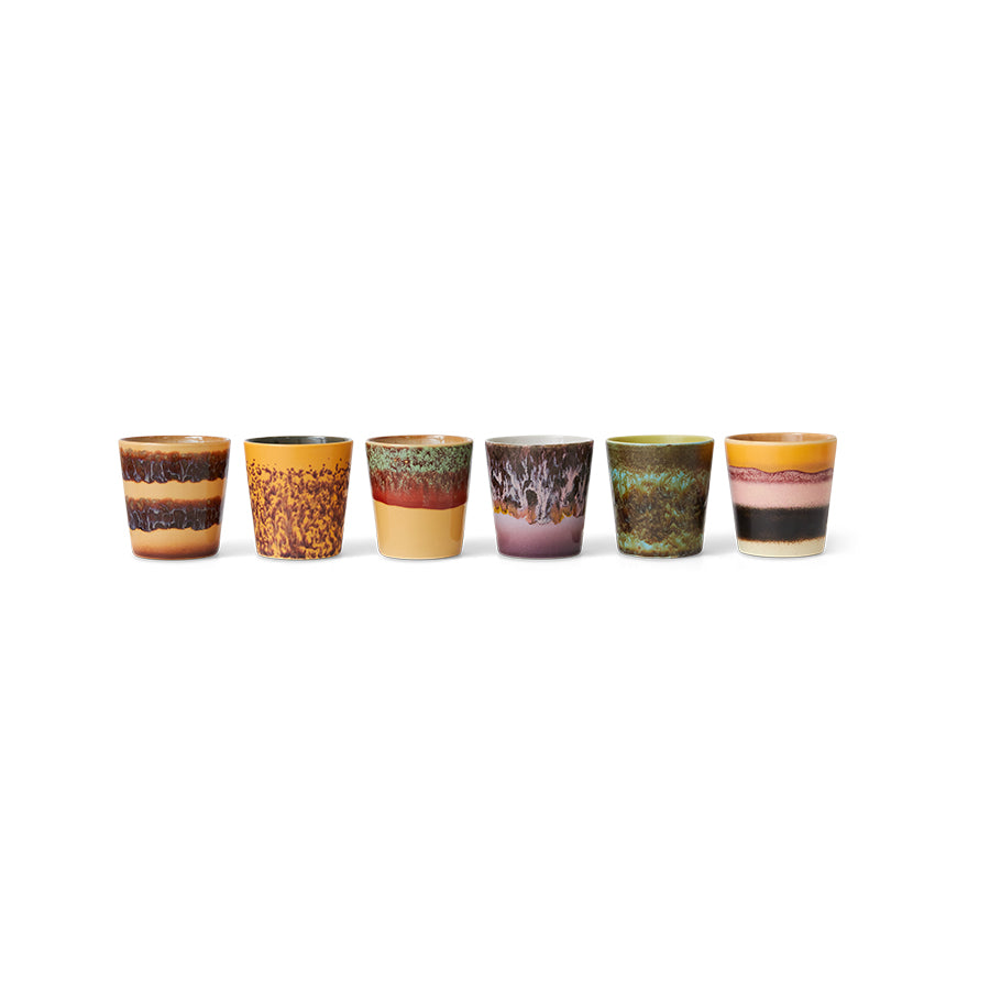 70s ceramics: coffee mugs valley, set of 6