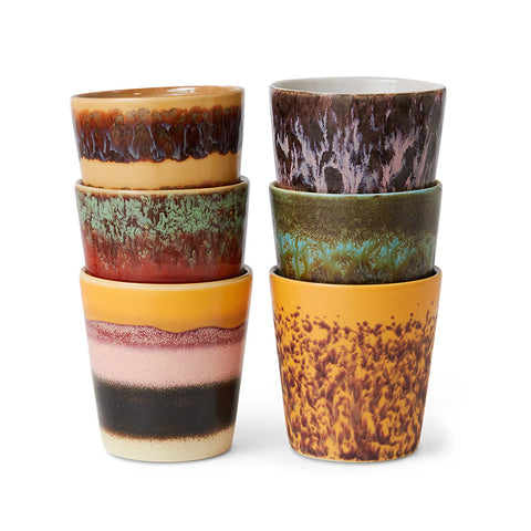 70s ceramics: coffee mugs valley, set of 6