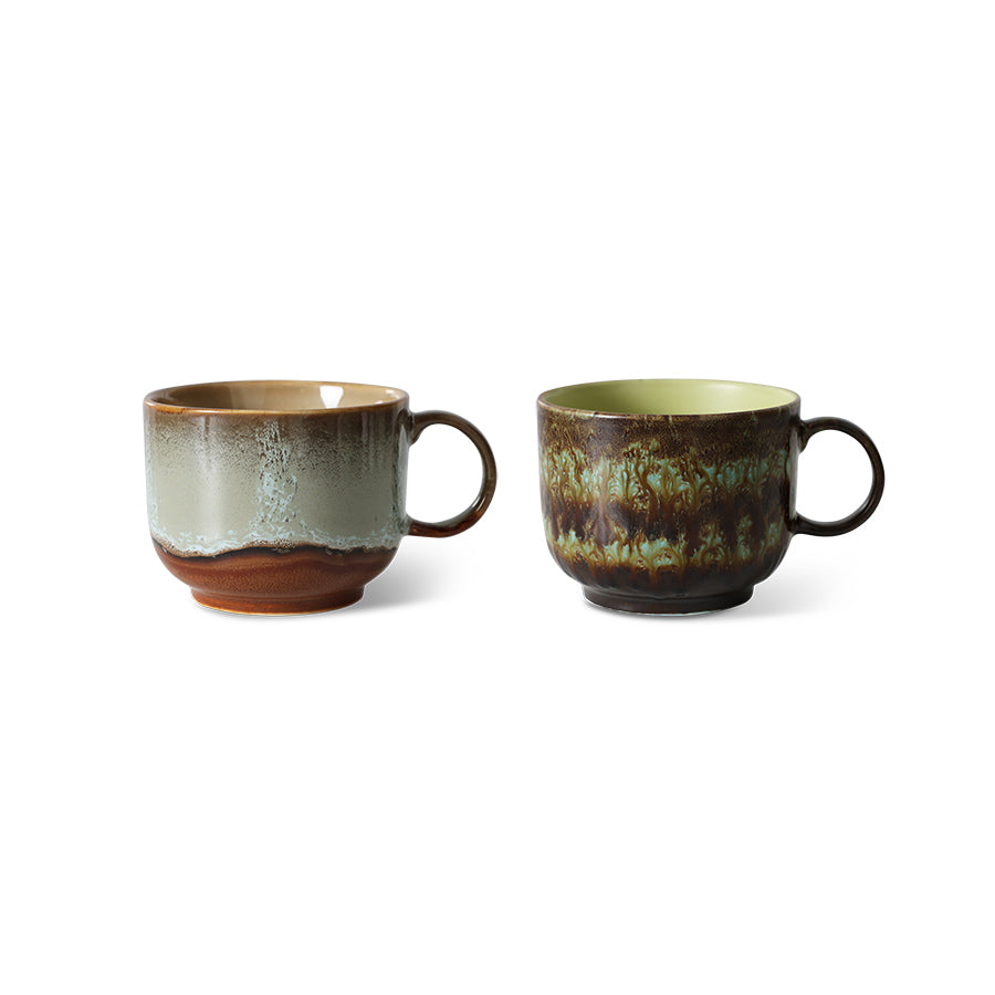 HK Living : 70s ceramics: tea cups, odyssey (set of 2)