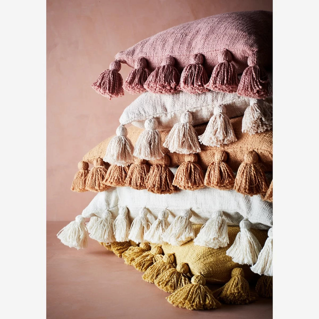 Cushion w/ Tassels - cushion cover powder