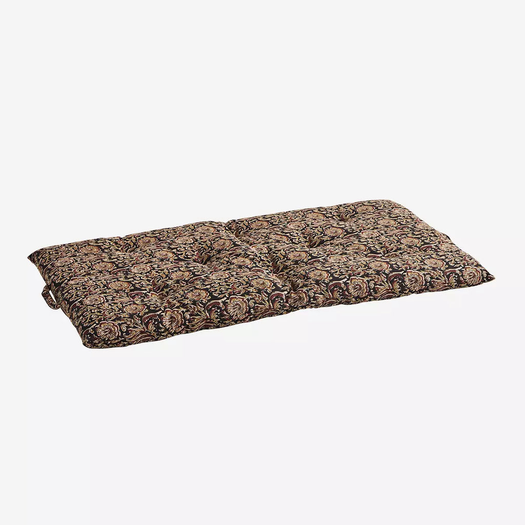 Madam Stoltz Double Sided Printed Cotton Mattress Black, burnt red, mustard, pine bark