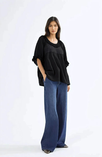 Rabens Saloner Cotton Angel Top - Dorita Black