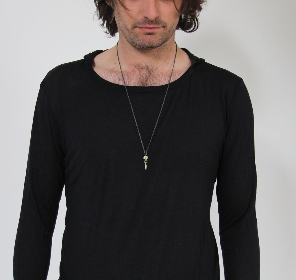 925 Silver Large Bird Skull Necklace