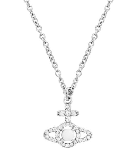 Vivienne Westwood Olympia Pearl Pendant - Platinum / Cream Rose Pearl