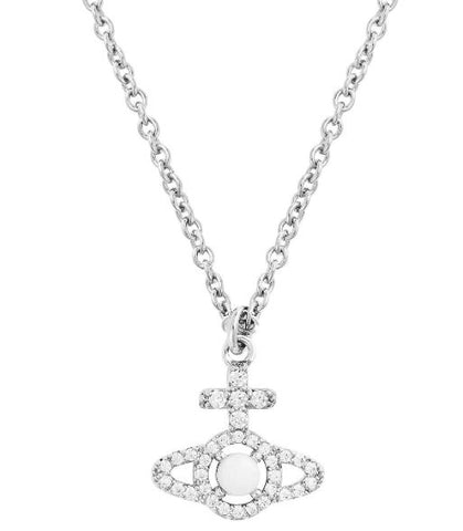 Vivienne Westwood Olympia Pearl Pendant - Platinum / Cream Rose Pearl
