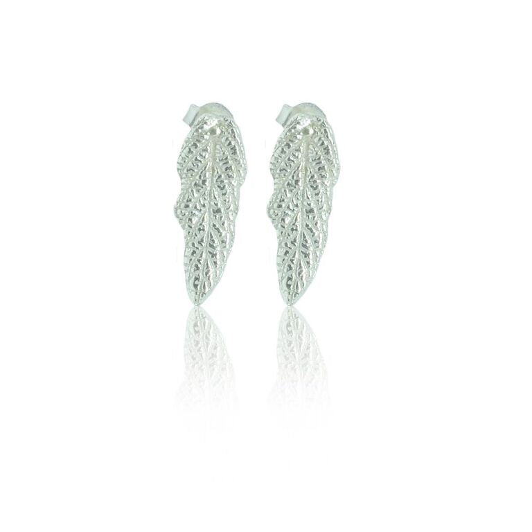 CollardManson 925 Silver Leaf Stud Earrings