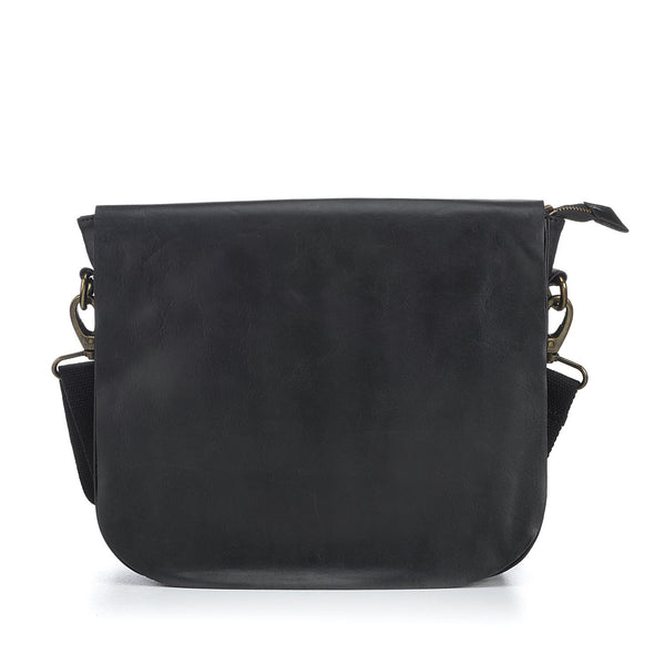 CollardManson Black Ava Saddle Satchel Bag