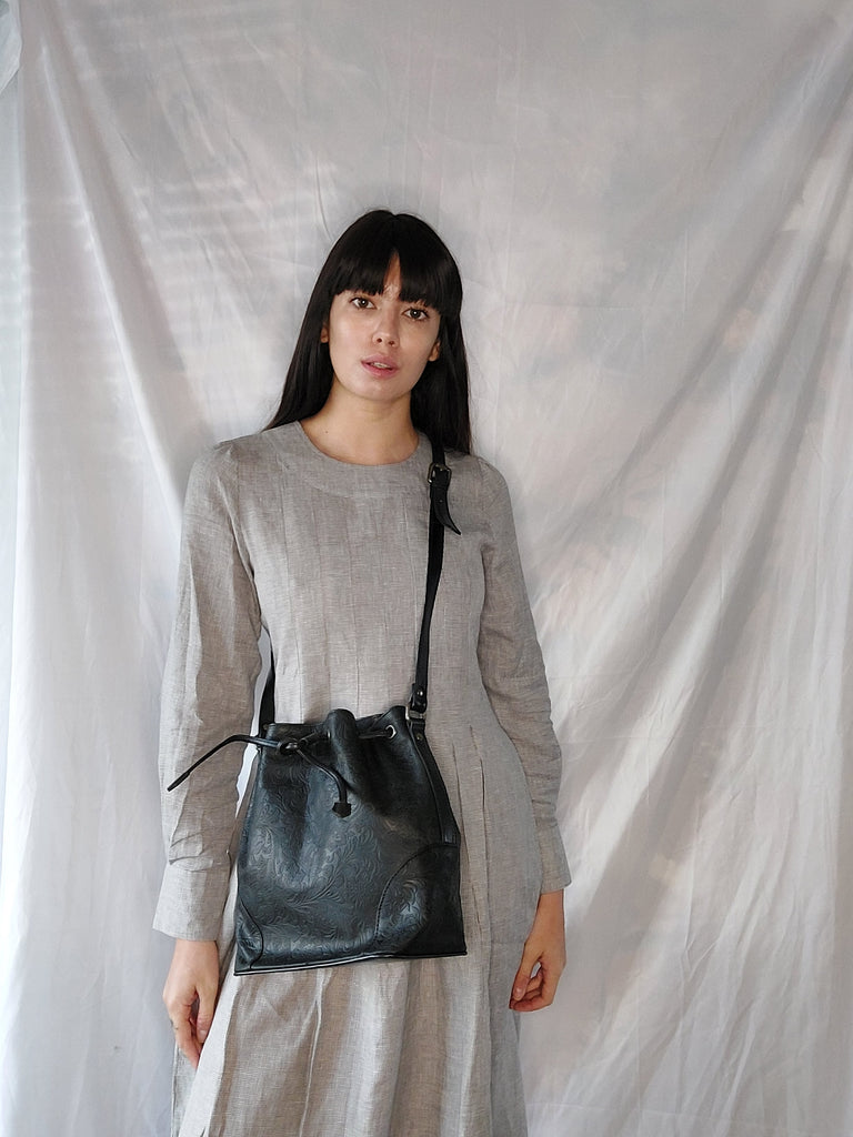 Bucket Bag- Black Floral