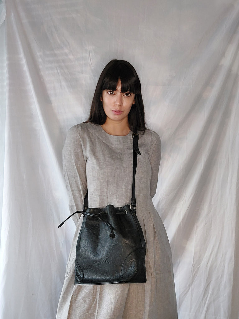 Bucket Bag- Black Floral