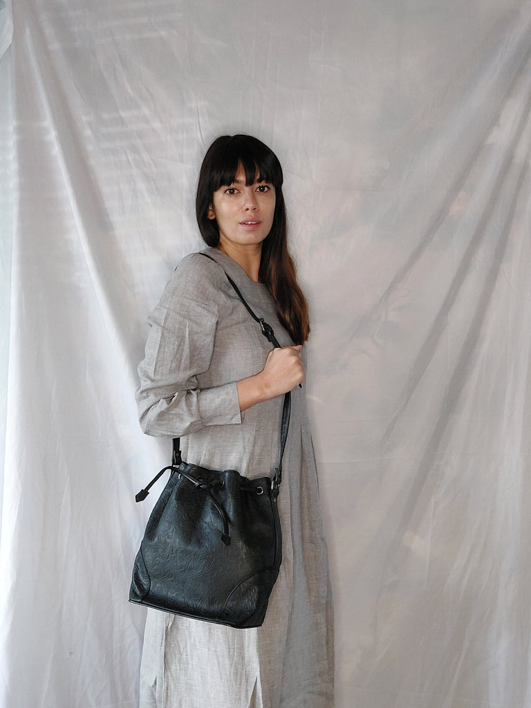 Bucket Bag- Black Floral