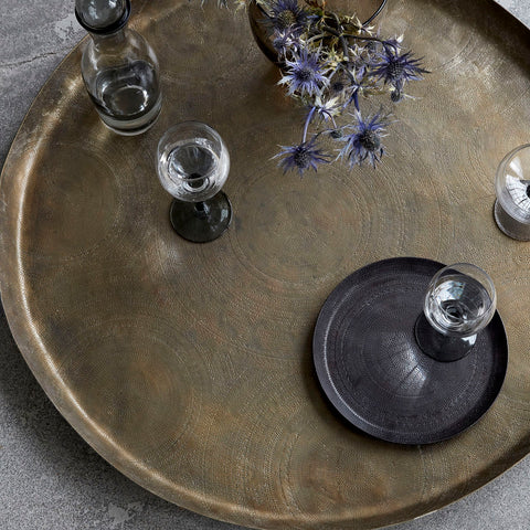 X Large Tray, Jhansi, Antique brass finish dia 80cm