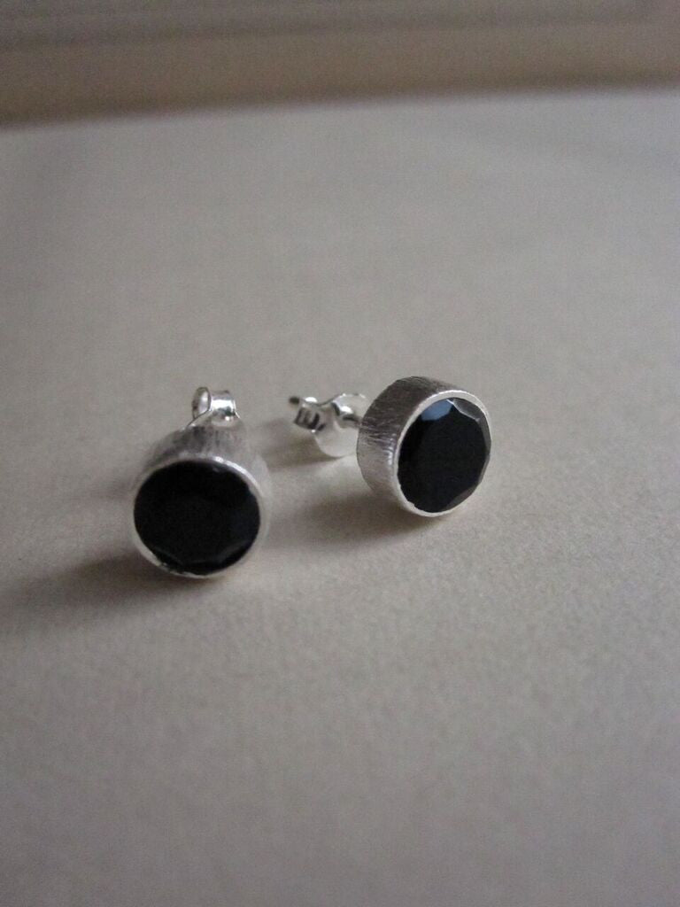CollardManson 925 Silver Black Onyx Brushed Studs