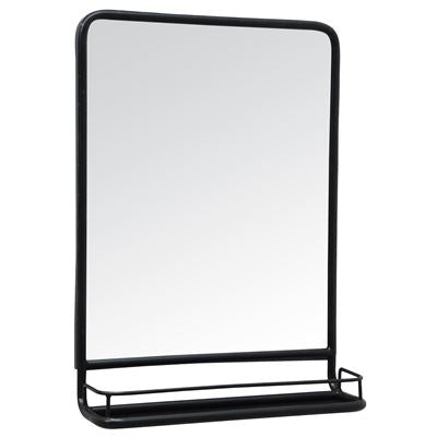 Wall mirror with mini shelf black