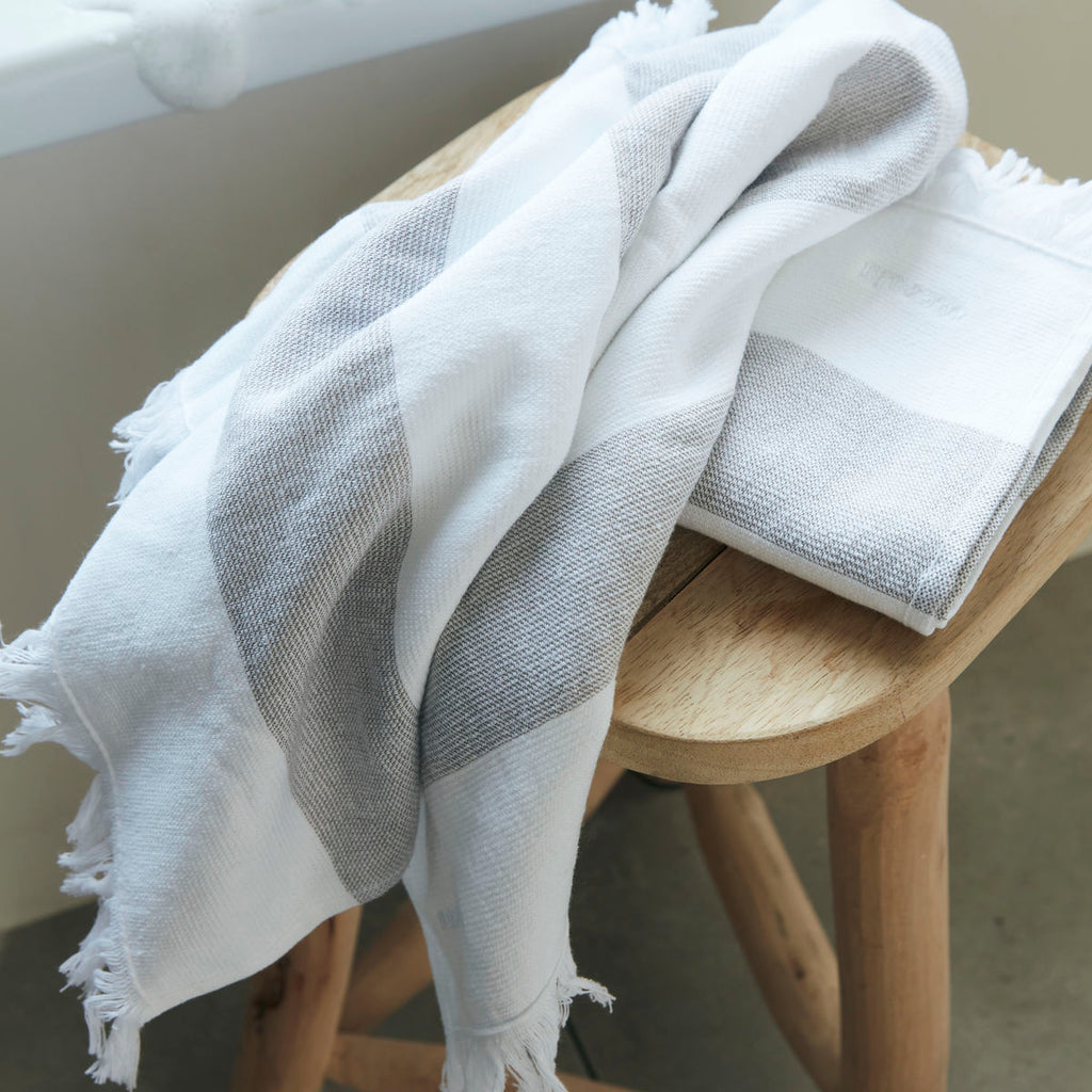 Towel, Barbarum, White and brown stripes