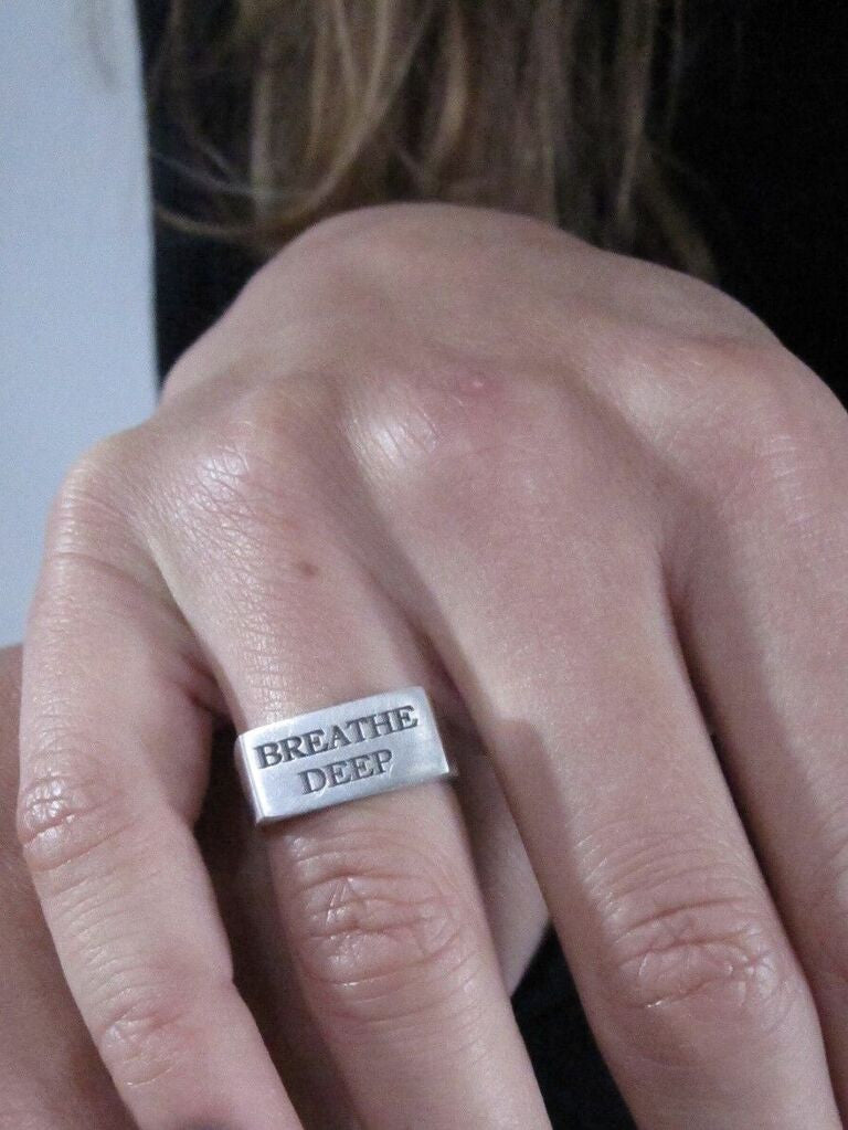 WDTS 925 Silver Flat Front Ring- BREATHE DEEP