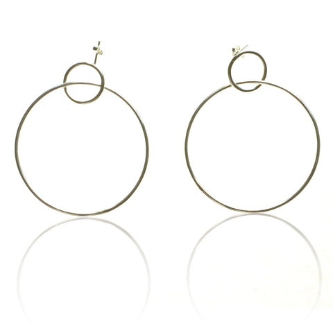 925 Silver Double Circle Hoop Earrings