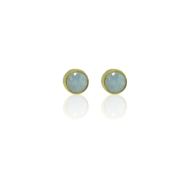 CollardManson 925 Silver Rainbow Moonstone Brushed Studs-gold