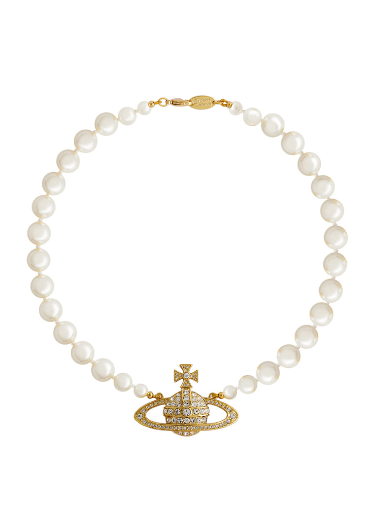 Vivienne Westwood One Row Pearl Bas Relief - Gold / Cream / Crystal