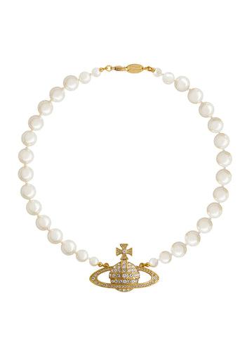 Vivienne Westwood One Row Pearl Bas Relief - Gold / Cream / Crystal