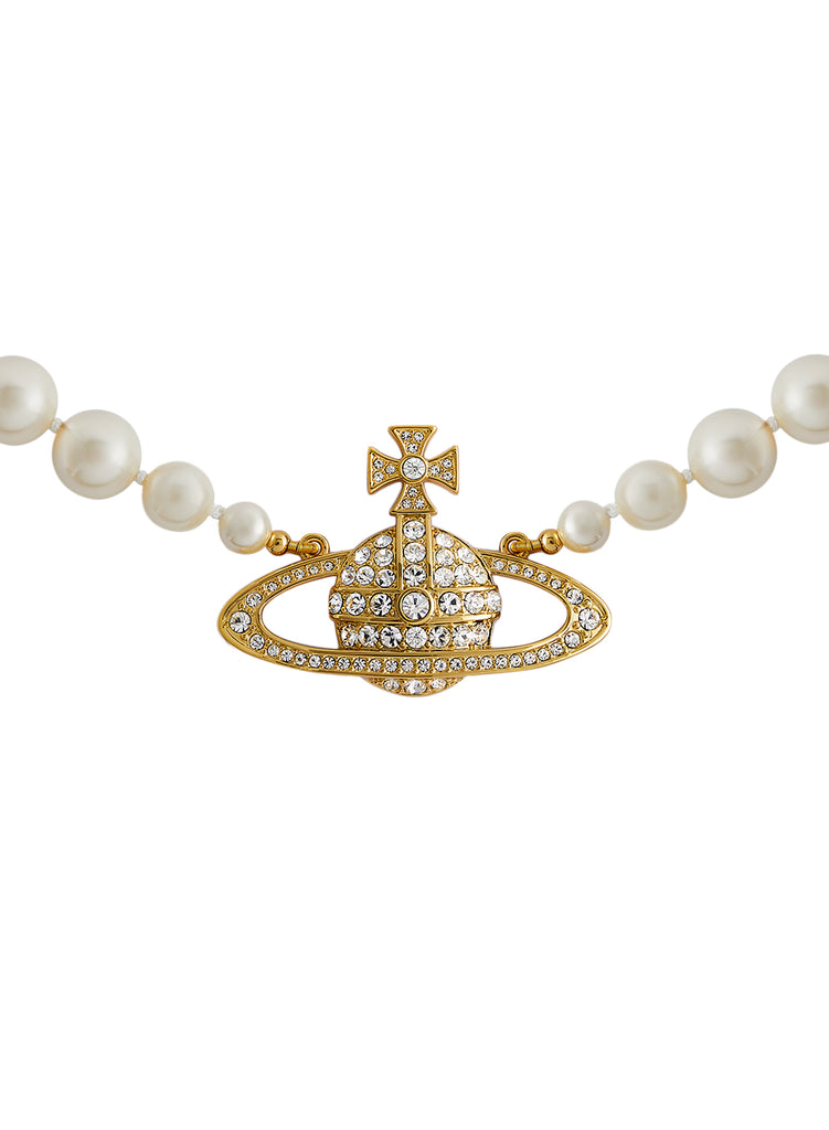 Vivienne Westwood One Row Pearl Bas Relief - Gold / Cream / Crystal