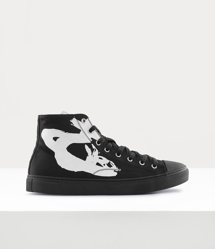 Vivienne Westwood PLIMSOLL HIGH TOP - WHITE ON BLACK