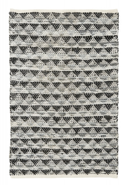 TRIANGLE leather rug, grey/black