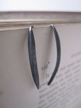 Curved Drop Earrings 925 Silver - Small Oxidised