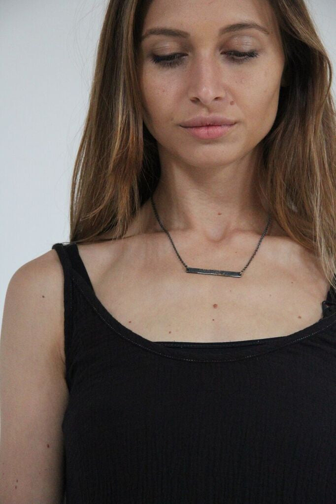 WDTS Sheffield Silver - Hand Hammered Short Necklace - CARPE DIEM - Mixed Finish