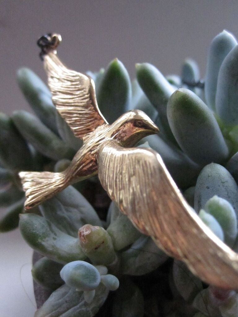 CollardManson 925 Flying Bird Necklace- Oxidised Silver/Gold Plated