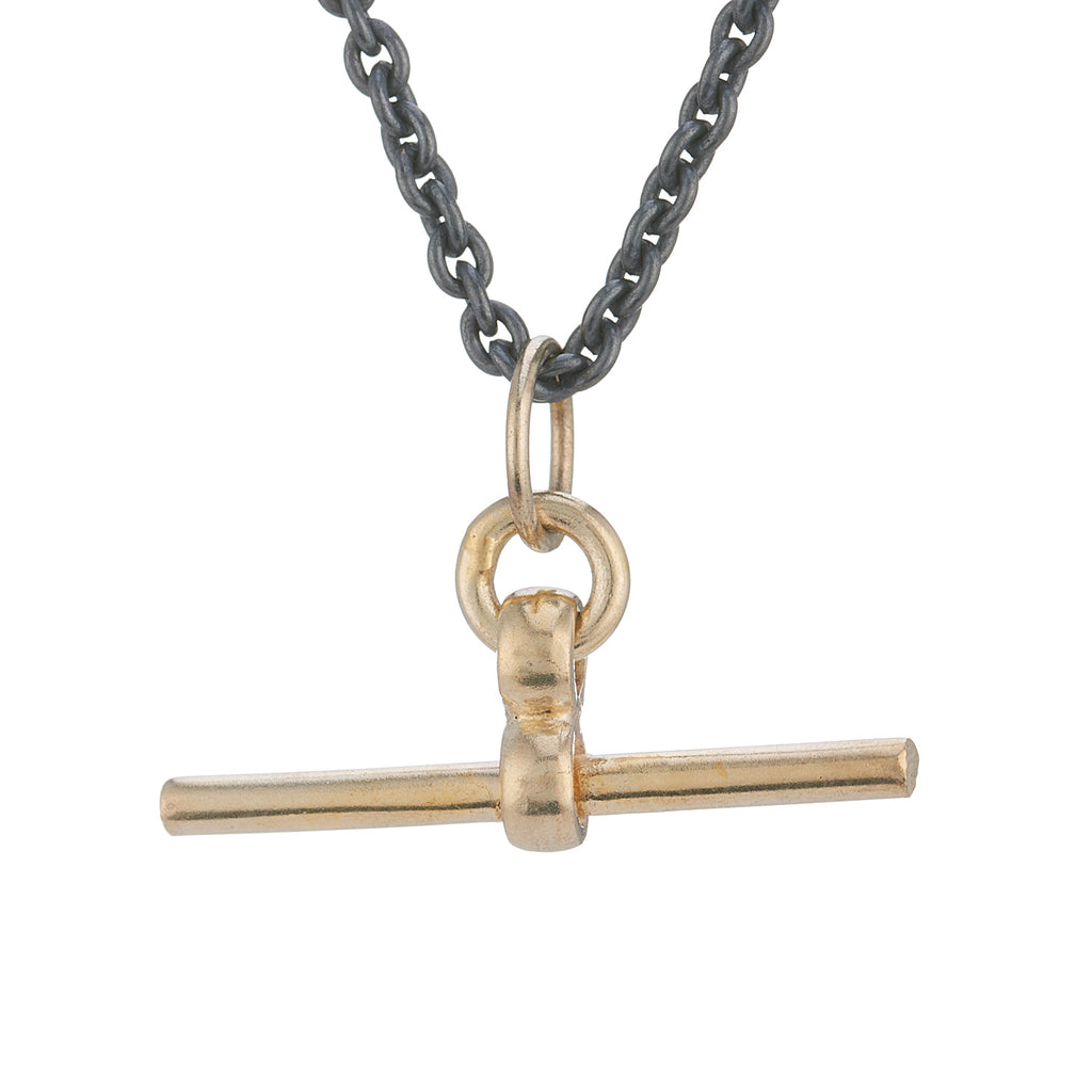 T-bar chain necklace oxid/gold