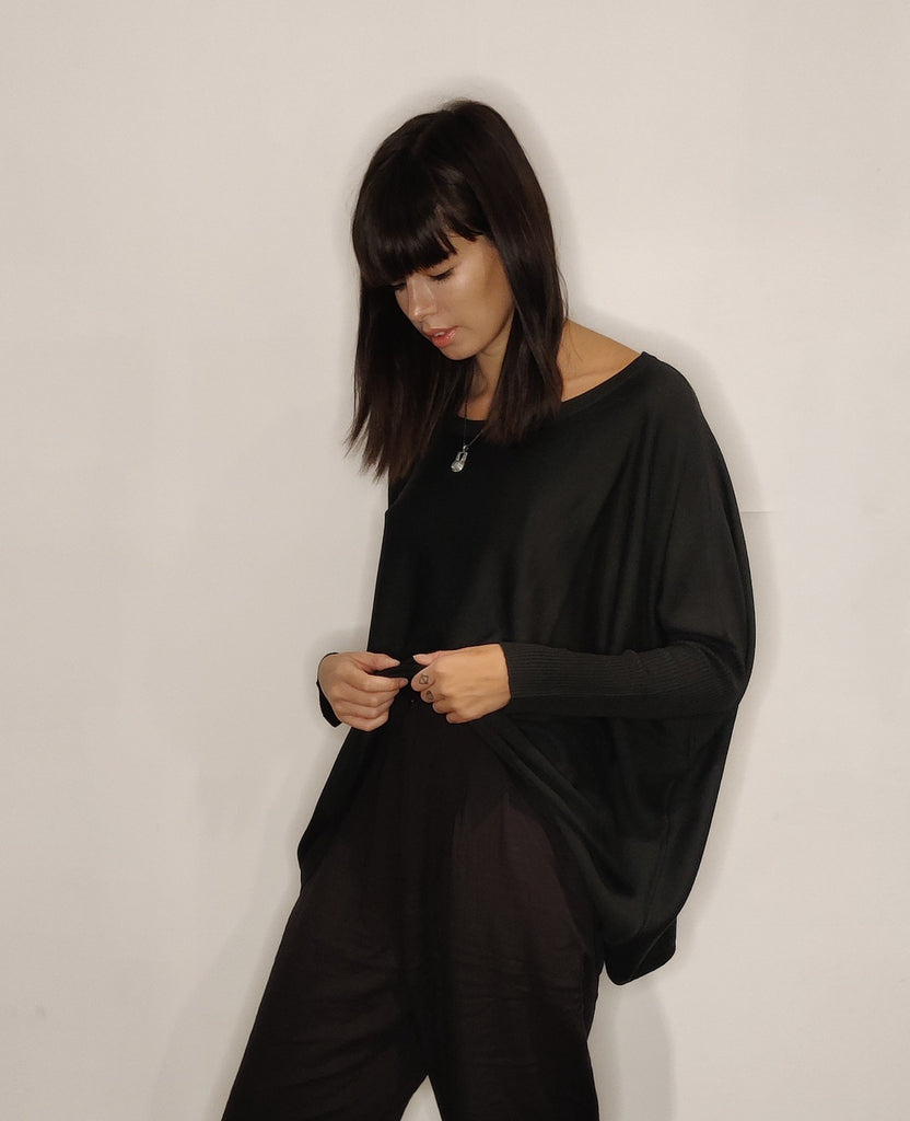WDTS -Layla fine knit sweater - Black/blue
