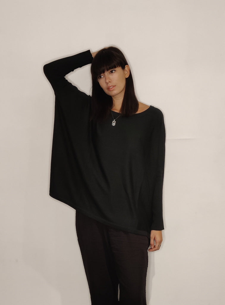 WDTS -Layla fine knit sweater - Black/blue