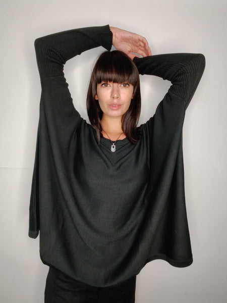 WDTS -Layla fine knit sweater - Black/blue
