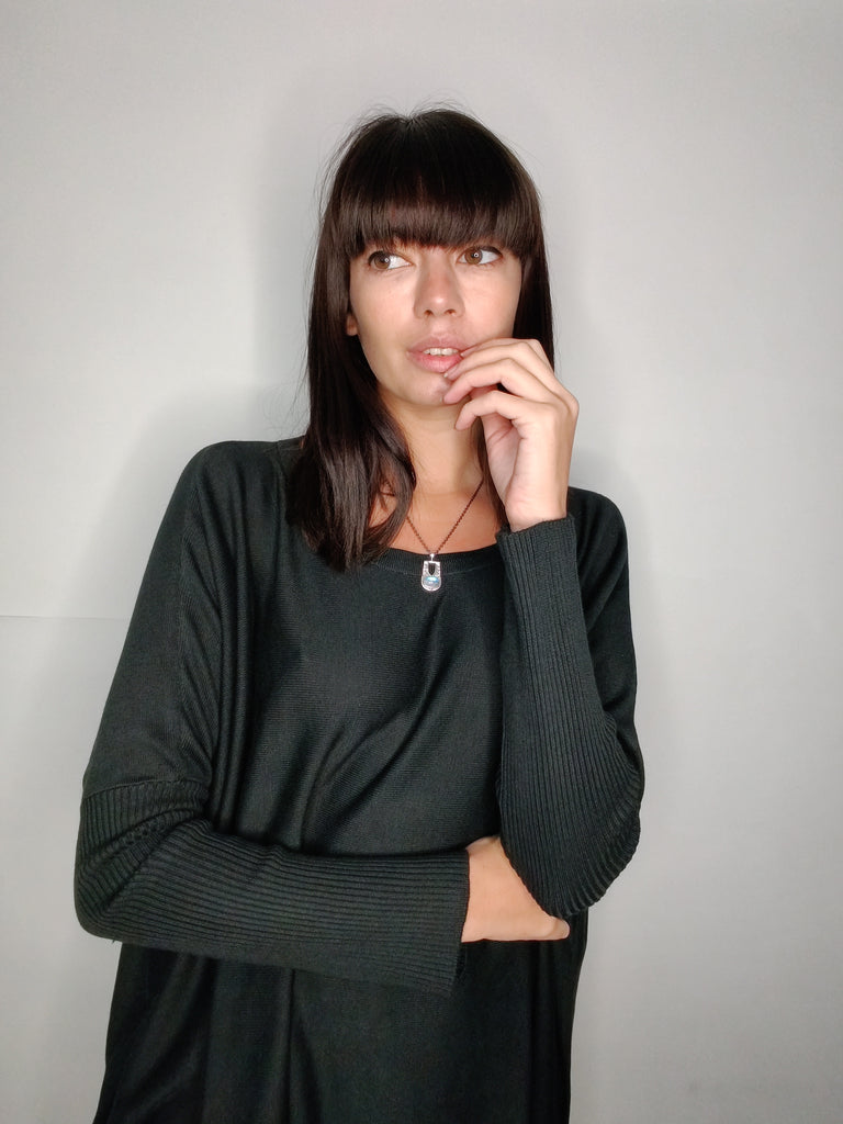 WDTS -Layla fine knit sweater - Black/blue