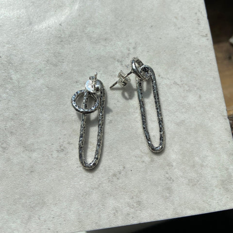 Textured oval drop earrings